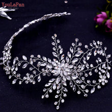 Carregar imagem no visualizador da galeria, YouLaPan Tiara de Noiva com Strass Completo Faixa de Cabelo Larga Acessório de Cabelo Feito à Mão Casamento Prom Aniversário Festa Acessórios de Cabelo para a Noite