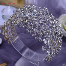 Carregar imagem no visualizador da galeria, YouLaPan Tiara de Noiva com Strass Completo Faixa de Cabelo Larga Acessório de Cabelo Feito à Mão Casamento Prom Aniversário Festa Acessórios de Cabelo para a Noite