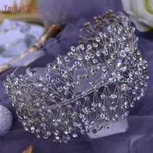 Carregar imagem no visualizador da galeria, YouLaPan Tiara de Noiva com Strass Completo Faixa de Cabelo Larga Acessório de Cabelo Feito à Mão Casamento Prom Aniversário Festa Acessórios de Cabelo para a Noite