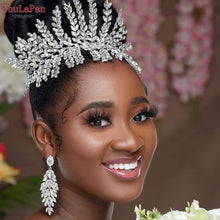 Carregar imagem no visualizador da galeria, YouLaPan Tiara de Noiva com Strass Completo Faixa de Cabelo Larga Acessório de Cabelo Feito à Mão Casamento Prom Aniversário Festa Acessórios de Cabelo para a Noite