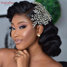 Carregar imagem no visualizador da galeria, YouLaPan Tiara de Noiva com Strass Completo Faixa de Cabelo Larga Acessório de Cabelo Feito à Mão Casamento Prom Aniversário Festa Acessórios de Cabelo para a Noite