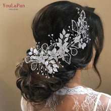 Carregar imagem no visualizador da galeria, YouLaPan Tiara de Noiva com Strass Completo Faixa de Cabelo Larga Acessório de Cabelo Feito à Mão Casamento Prom Aniversário Festa Acessórios de Cabelo para a Noite