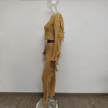 Carregar imagem no visualizador da galeria, SUÉTER TRICOTADO COM FRANJAS ANJAMANOR CONJUNTO SEXY DE DUAS PEÇAS CONJUNTO DE CALÇAS OUTFIT MODA