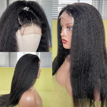 Carregar imagem no visualizador da galeria, Peruca de Renda T-Part 4x4/13x1 com Linha de Cabelo Pré-Arrancada Kinky Straight Malaia 100% Cabelo Humano 180% Densidade
