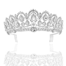 Charger l&#39;image dans la visionneuse de la galerie,Accessoire de cheveux de mariée vintage en cristal diamante luxueux, diadème couronne, 5 variantes
