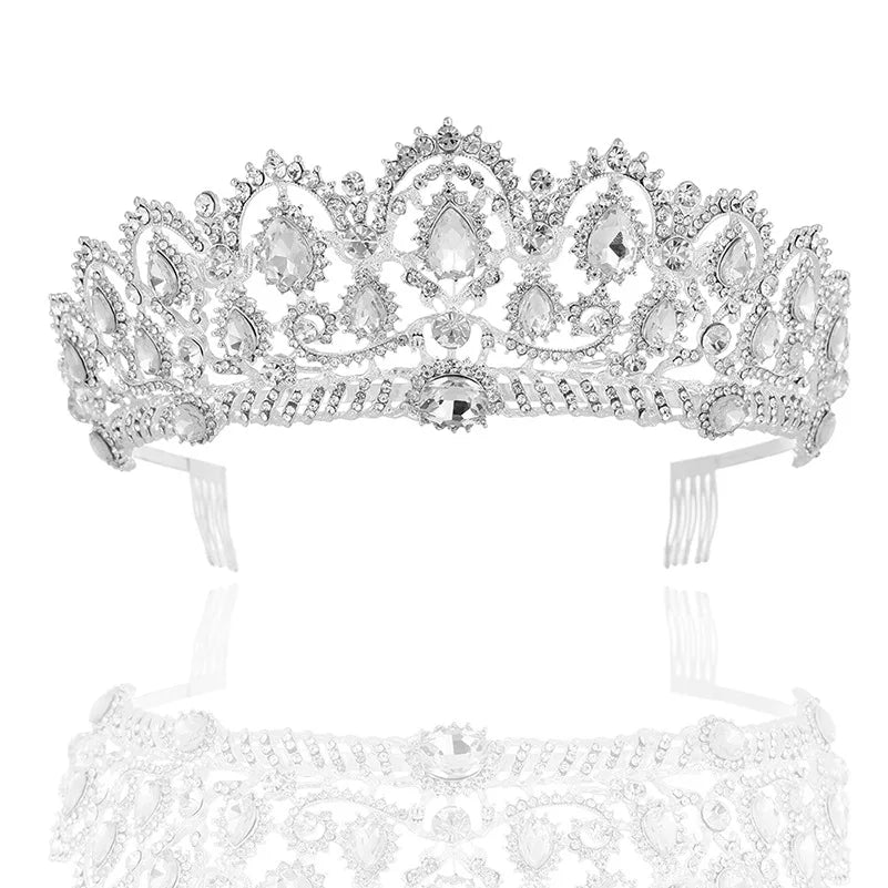 Accessoire de cheveux de mariée vintage en cristal diamante luxueux, diadème couronne, 5 variantes