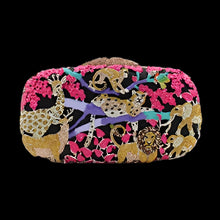 Lade das Bild in den Galerie-Viewer, Colorful Animal Print Luxury Diamante Crystal Octagon Evening Clutch Purse Chain Shoulder Bag 4 Different Colors Available

