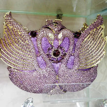 Carregar imagem no visualizador da galeria, Bolsa de festa de luxo em forma de cisne com cristais e diamantes
