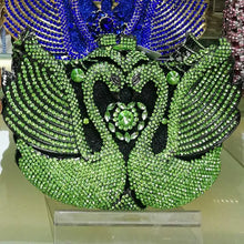 Carregar imagem no visualizador da galeria, Bolsa de festa de luxo em forma de cisne com cristais e diamantes
