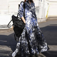 Lade das Bild in den Galerie-Viewer, Stylish Vintage Long Sleeve Loose Sundress Casual Long Maxi Dress Kaftan 12 Colors/Prints Available
