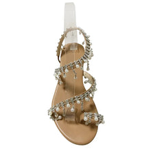 Carregar imagem no visualizador da galeria, Pearl Flat Sandália de Tira no Tornozelo com Biqueira Aberta Confortável Leve Chinelo de Praia Chinelos de Dedo
