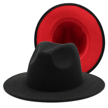 Cargar imagen en el visor de la galería, Sombrero Fedora de ala ancha plana de fieltro de lana Jazz Goth Top Vintage Boda
