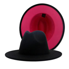 Cargar imagen en el visor de la galería, Sombrero Fedora de ala ancha plana de fieltro de lana Jazz Goth Top Vintage Boda
