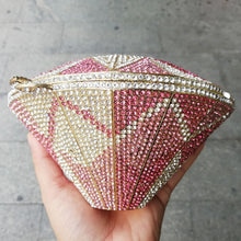 Carregar imagem no visualizador da galeria, Forma de Diamante Geométrico Clutch de Cristal/ Diamante Várias Cores
