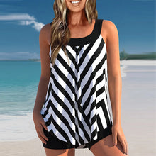 Carregar imagem no visualizador da galeria, Fato de banho tankini solto de 2 peças com estampa vintage retro multicolorida
