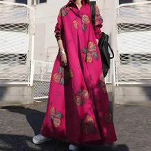 Lade das Bild in den Galerie-Viewer, Stylish Vintage Long Sleeve Loose Sundress Casual Long Maxi Dress Kaftan 12 Colors/Prints Available
