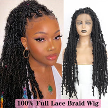 Carregar imagem no visualizador da galeria, Peruca Trançada Sintética de Renda Total Butterfly Distressed Locs Lace Frontal Crochet Braids 100% Feita à Mão
