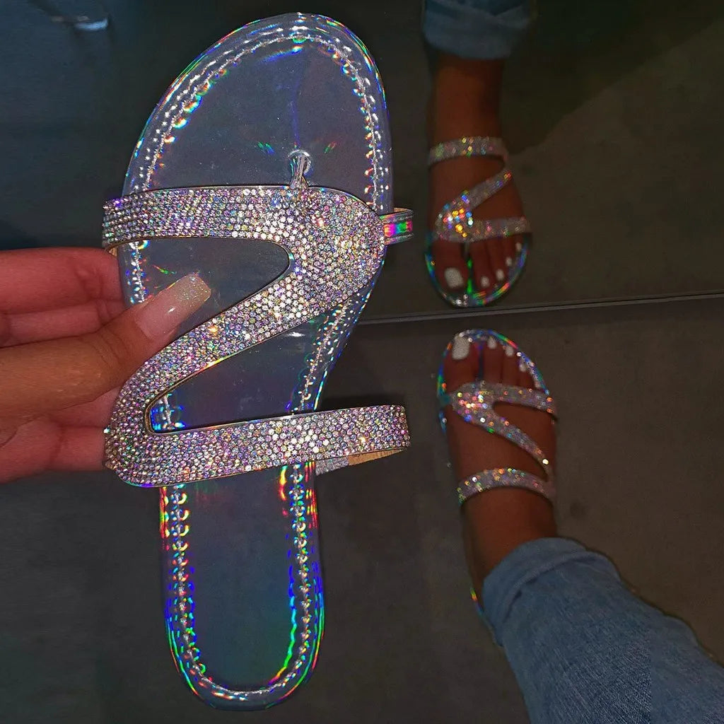 Chinelo Rasteiro de Gel Macio Bling Slide Sandália 4 Cores Diferentes Disponíveis