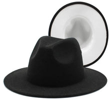 Cargar imagen en el visor de la galería, Sombrero Fedora de ala ancha plana de fieltro de lana Jazz Goth Top Vintage Boda
