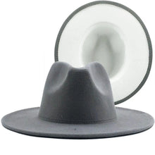 Cargar imagen en el visor de la galería, Sombrero Fedora de ala ancha plana de fieltro de lana Jazz Goth Top Vintage Boda
