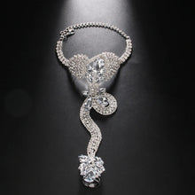 Carregar imagem no visualizador da galeria, Exagerado Conjunto de Pulseira e Brincos de Cobra Luxuosos com Cristais e Strass Vendidos em Conjunto ou Separadamente 2 Cores Disponíveis
