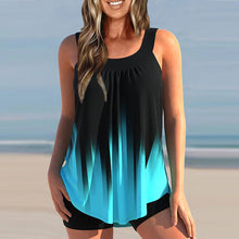 Carregar imagem no visualizador da galeria, Fato de banho tankini solto de 2 peças com estampa vintage retro multicolorida
