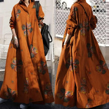 Lade das Bild in den Galerie-Viewer, Stylish Vintage Long Sleeve Loose Sundress Casual Long Maxi Dress Kaftan 12 Colors/Prints Available
