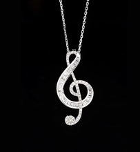 Lade das Bild in den Galerie-Viewer, Charming Fine Jewelry Square CZ Treble Cleft Pendant S925 Sterling Silver Necklace

