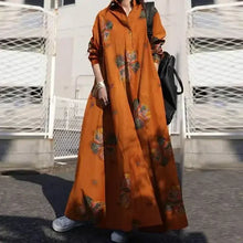 Lade das Bild in den Galerie-Viewer, Stylish Vintage Long Sleeve Loose Sundress Casual Long Maxi Dress Kaftan 12 Colors/Prints Available

