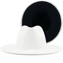Cargar imagen en el visor de la galería, Sombrero Fedora de ala ancha plana de fieltro de lana Jazz Goth Top Vintage Boda
