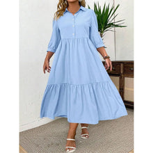 Carregar imagem no visualizador da galeria, Front Pleated Button Detail Vestido de Manga Média
