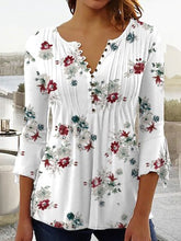 Cargar imagen en el visor de la galería, Casual Elegant Loose 3/4 Sleeved Shirt Top Blouse 2 Different Prints
