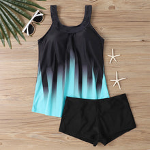 Carregar imagem no visualizador da galeria, Fato de banho tankini solto de 2 peças com estampa vintage retro multicolorida
