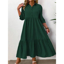 Carregar imagem no visualizador da galeria, Front Pleated Button Detail Vestido de Manga Média
