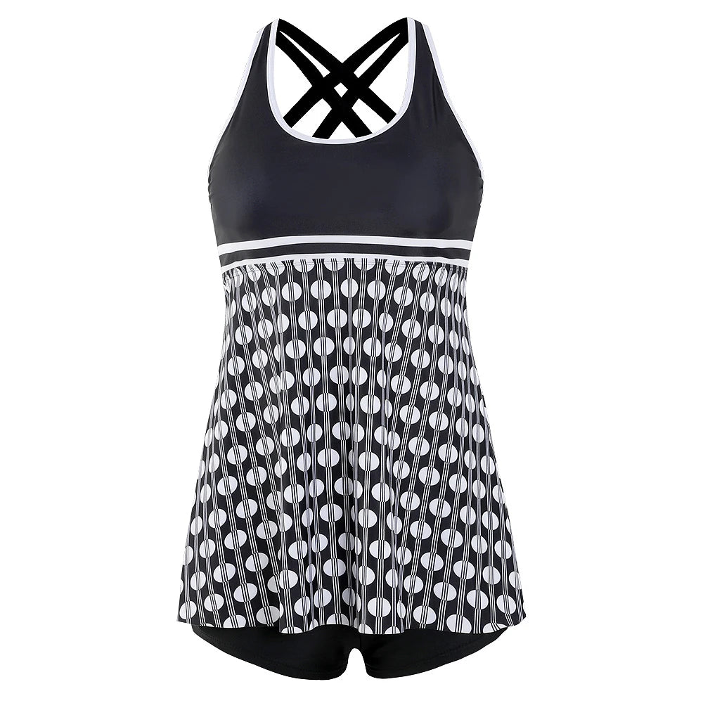 Conjunto de Tankini de 2 Peças com Recortes e Splicing