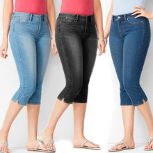 Carregar imagem no visualizador da galeria, Calça Jeans Capri Cropped de Cintura Alta
