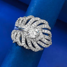 Cargar imagen en el visor de la galería, High Carbon Diamond S925 Sterling Silver Feather Ring Fine Jewelry
