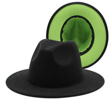 Cargar imagen en el visor de la galería, Sombrero Fedora de ala ancha plana de fieltro de lana Jazz Goth Top Vintage Boda
