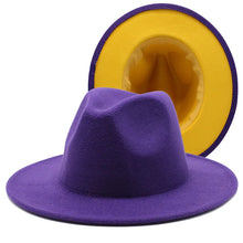 Cargar imagen en el visor de la galería, Sombrero Fedora de ala ancha plana de fieltro de lana Jazz Goth Top Vintage Boda
