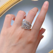 Cargar imagen en el visor de la galería, High Carbon Diamond S925 Sterling Silver Feather Ring Fine Jewelry
