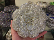 Lade das Bild in den Galerie-Viewer, Rose Flower Shaped Luxury Diamante Crystal Rhinestone Mini Clutch Chain Handbag Bag Purse 17 Different Colors
