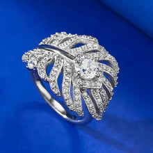 Cargar imagen en el visor de la galería, High Carbon Diamond S925 Sterling Silver Feather Ring Fine Jewelry
