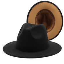 Cargar imagen en el visor de la galería, Sombrero Fedora de ala ancha plana de fieltro de lana Jazz Goth Top Vintage Boda
