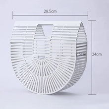 Carica l&#39;immagine nel visualizzatore di Gallery, Borsa a mano elegante di qualità con intreccio semicircolare in bambù
