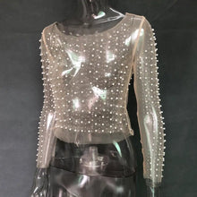 Cargar imagen en el visor de la galería, Pearl Diamante  Long Sleeve Transparent Top 5 Variations
