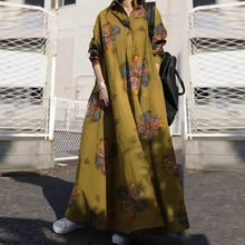 Lade das Bild in den Galerie-Viewer, Stylish Vintage Long Sleeve Loose Sundress Casual Long Maxi Dress Kaftan 12 Colors/Prints Available
