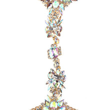 Carregar imagem no visualizador da galeria, Colar de corpo de luxo com flor de cristal e strass, corrente de corpo, corrente de barriga, roupa de praia
