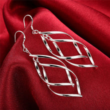 Charger l&#39;image dans la visionneuse de la galerie,Boucles d&#39;oreilles pendantes en argent sterling 925 avec motif géométrique et torsion
