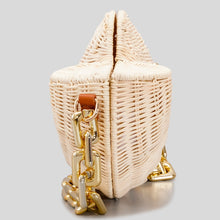 Carregar imagem no visualizador da galeria, Bolsa de ombro de palha de concha da moda Bolsa de designer de vime trançado Rattan
