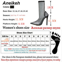 Cargar imagen en el visor de la galería, Aneikeh Bling Bling Rhinestone Mesh Pointed Toe Sandals Ankle Boots Stiletto High Heeled Crystal Mesh Shoes
